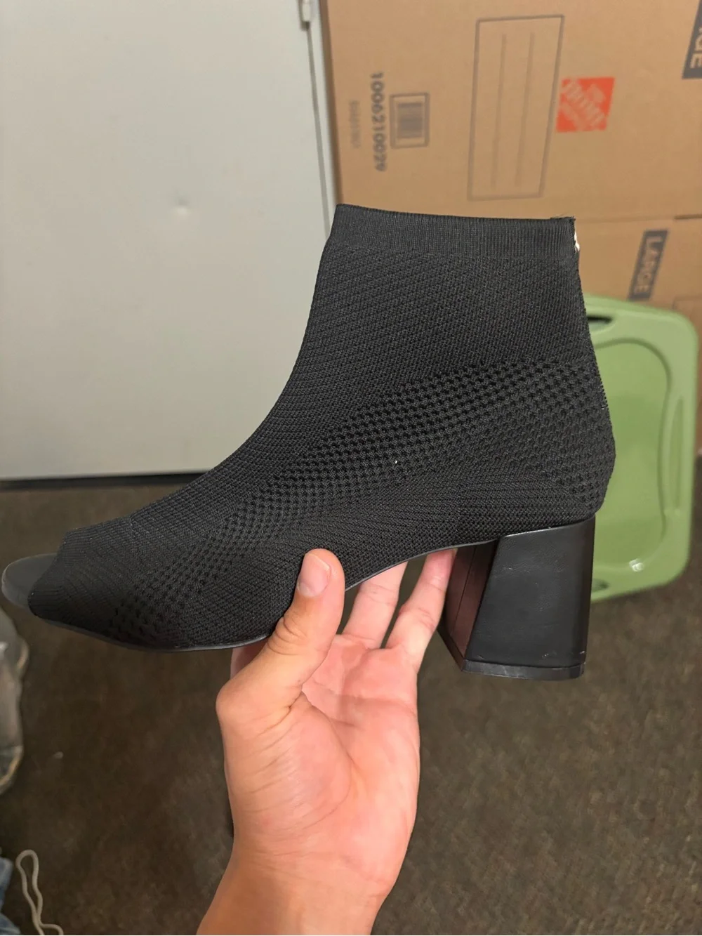 Aertex Vittadini Black Mesh Ankle Boots Textured Knit Pattern Vintage